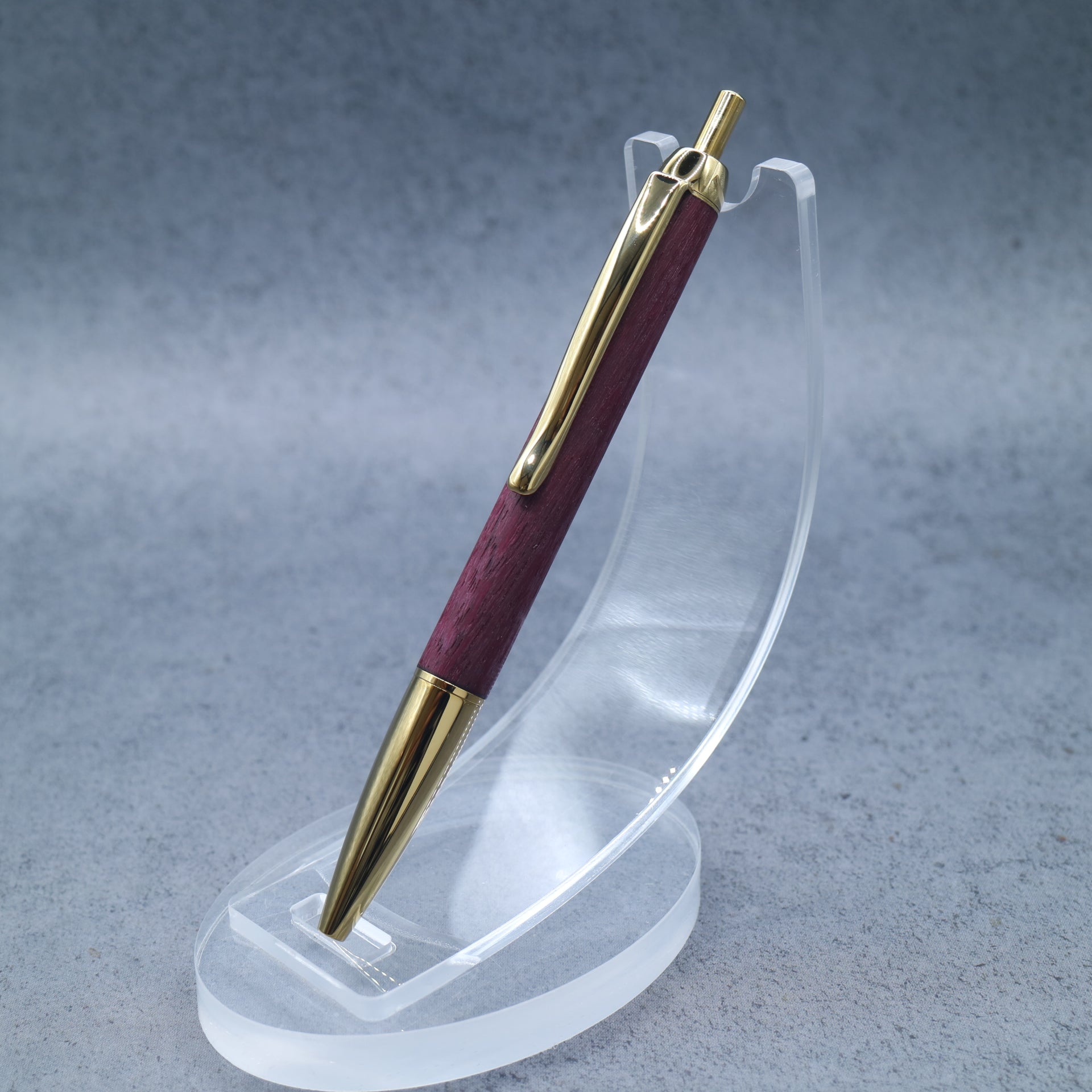 パープルハート 木軸ペン｜細軸・ノック式ボールペン｜M5手帳対応